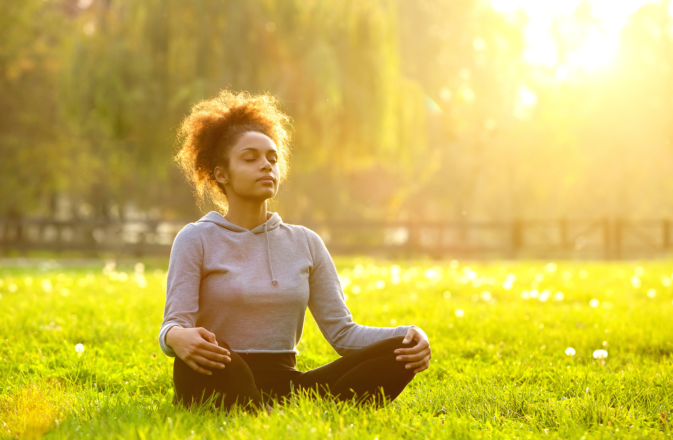 Woman meditating in nature